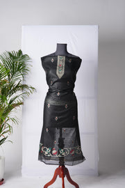 Rich Hues Black Soft Cotton Jamdani Unstitched Suit Set